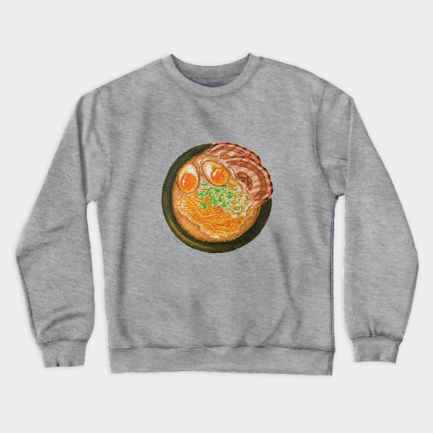 Tonkotsu Ramen Watercolour Illustration Crewneck Sweatshirt by toffany's